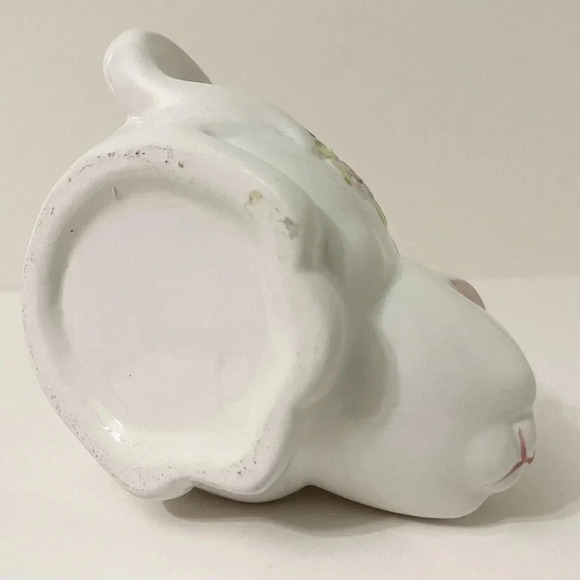 Vtg White Ceramic Kitty Cat Pink Flowers  Tea Bag Holder Cup Mug Small Chip - Picture 16 of 16